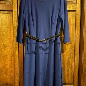 Anne Klein Royal Blue Long Sleeve Dress with Belt